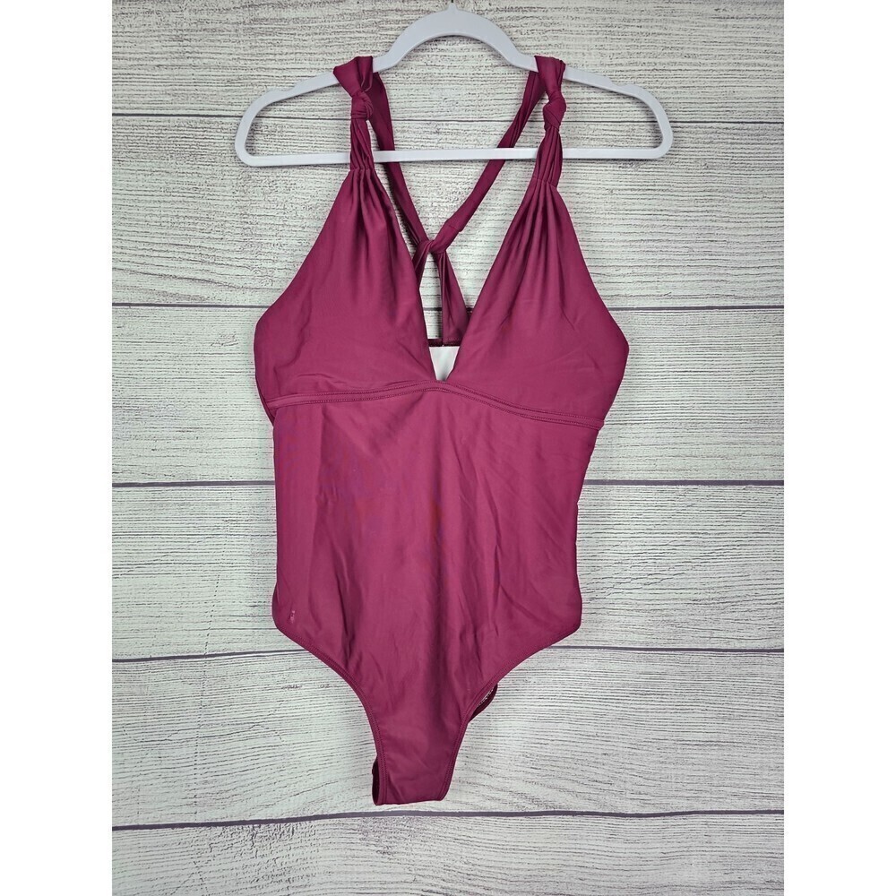 Cupshe Padded Wireless Deep Plunge Onepiece Swimsuit Maroon Size X-Large